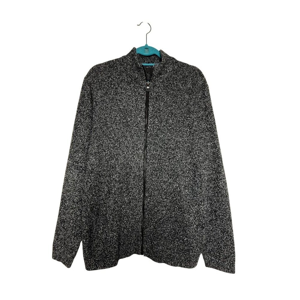 M&S Mens Black Mix Full-Zip Acrylic Knit Sweater Jacket Size XL